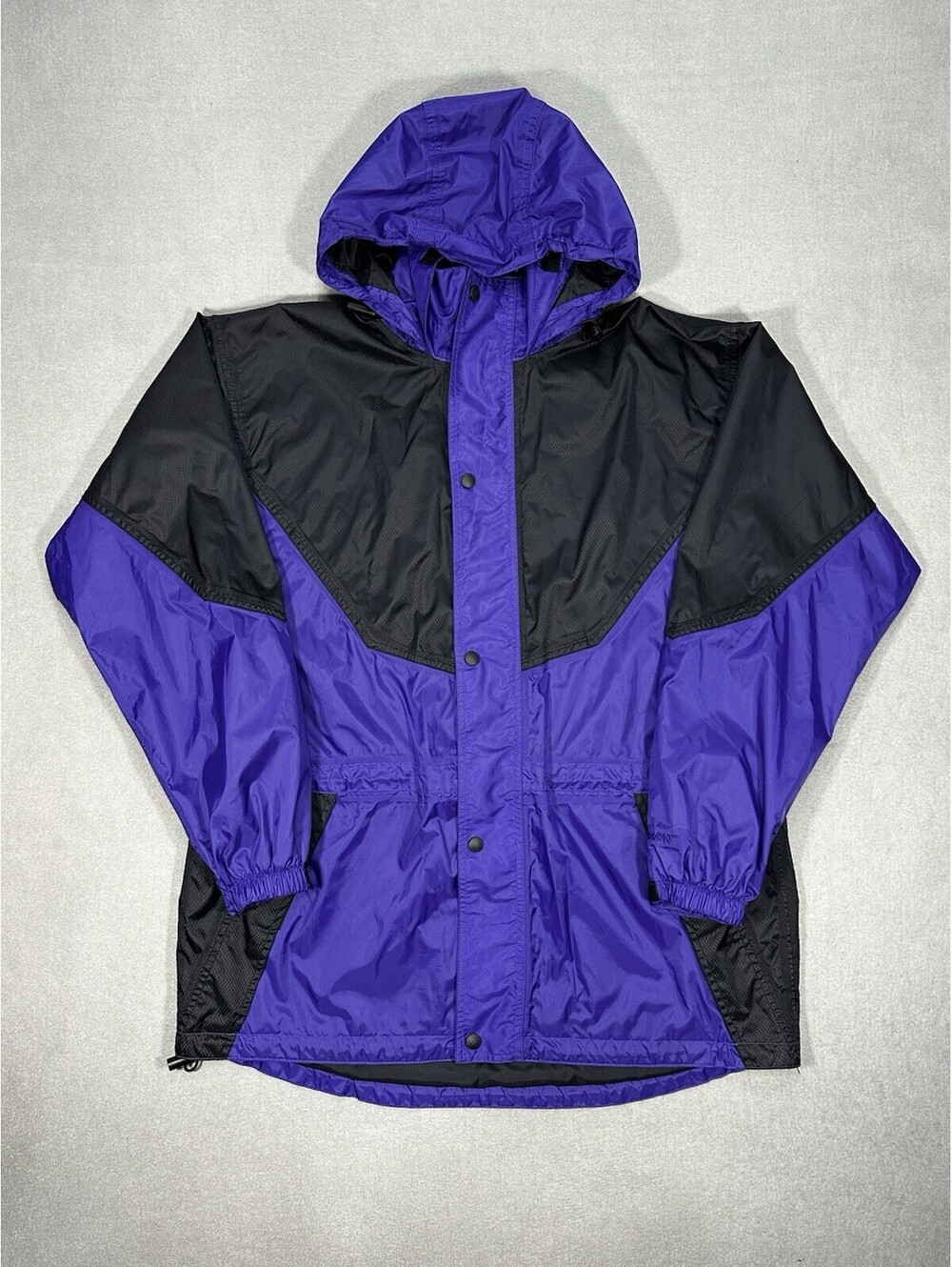 Stearns Dry Wear Men’s Large Hooded Rain Jacket Purple Black Waterproof